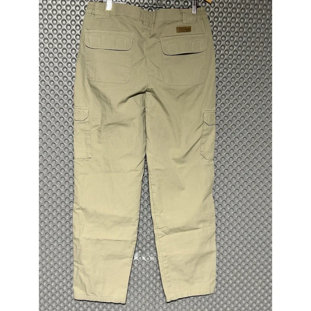 Men's‎ Cabelas Double Knee Cargo Pants Sz 36W 33 L Beige Straight Leg